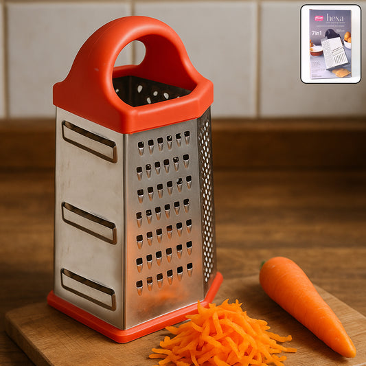 7-in-1 Stainless Steel Box Grater With Ergonomic Handle - Primesmart