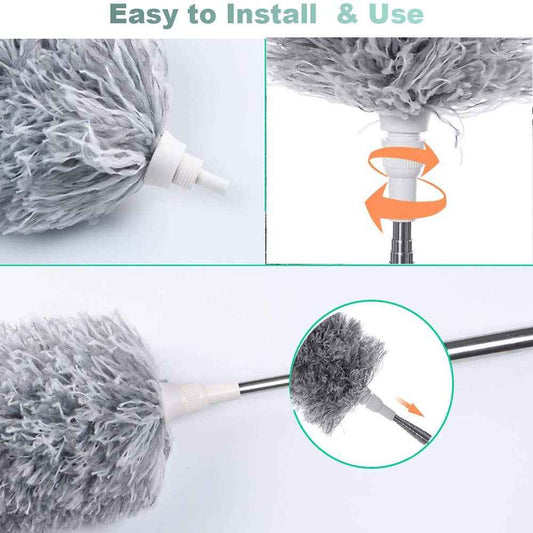 Microfiber Dusters For Cleaning Telescoping Feather Duster With 100 Inches Extendable Handle Pole Dusting Cleaning Tools For Cleaning High Ceiling Ceiling Fan Blinds Cobwebs Furniture Cars