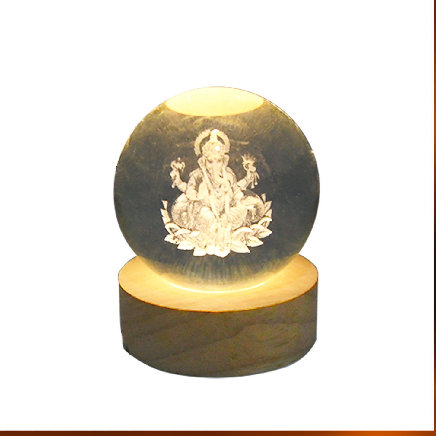 Ganpati 3d Crystal Ball Lamp