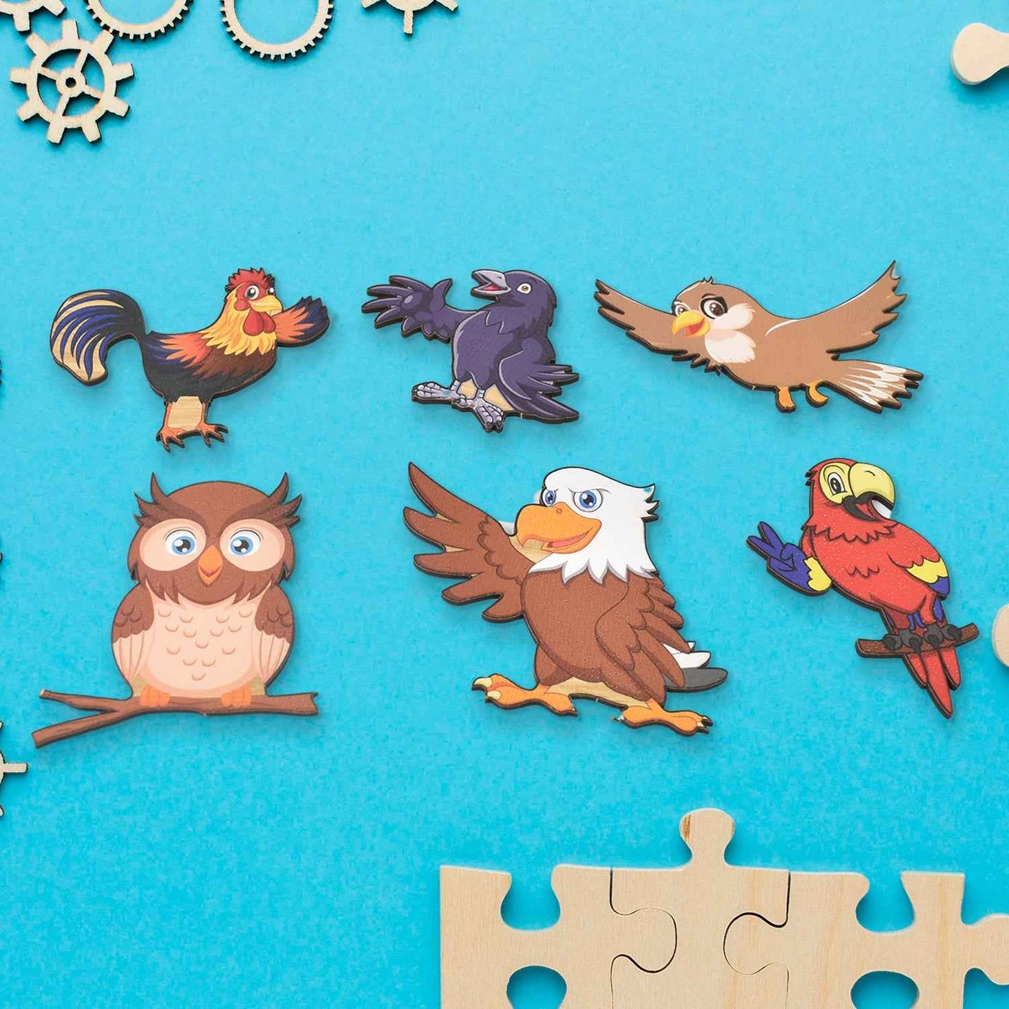 Wooden Bird Puzzle Learning Educational Board (1 Set 2820 Cm)