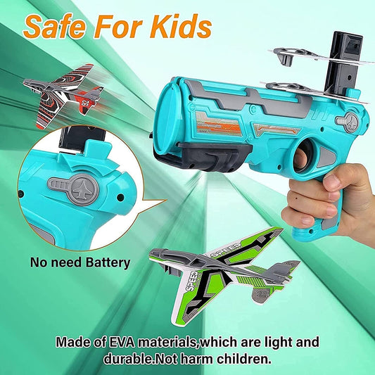 Airplane Launcher Gun Toy With Foam Glider Planes - Primesmart