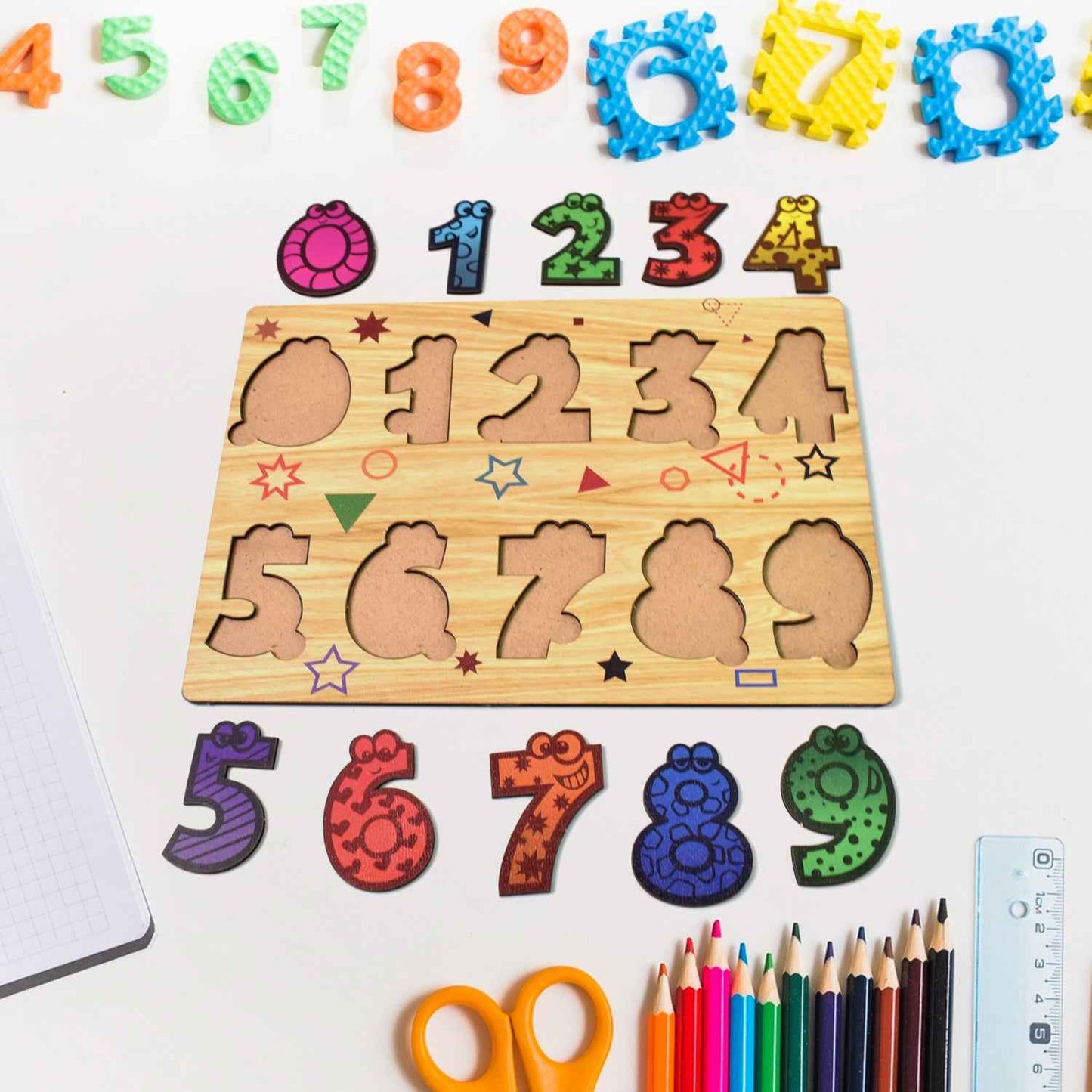 Wooden Number Puzzle Learning Educational Board (1 Set 2820 Cm)