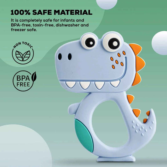 Baby Dinosaur Teether - Soft Silicone Teether for Infants