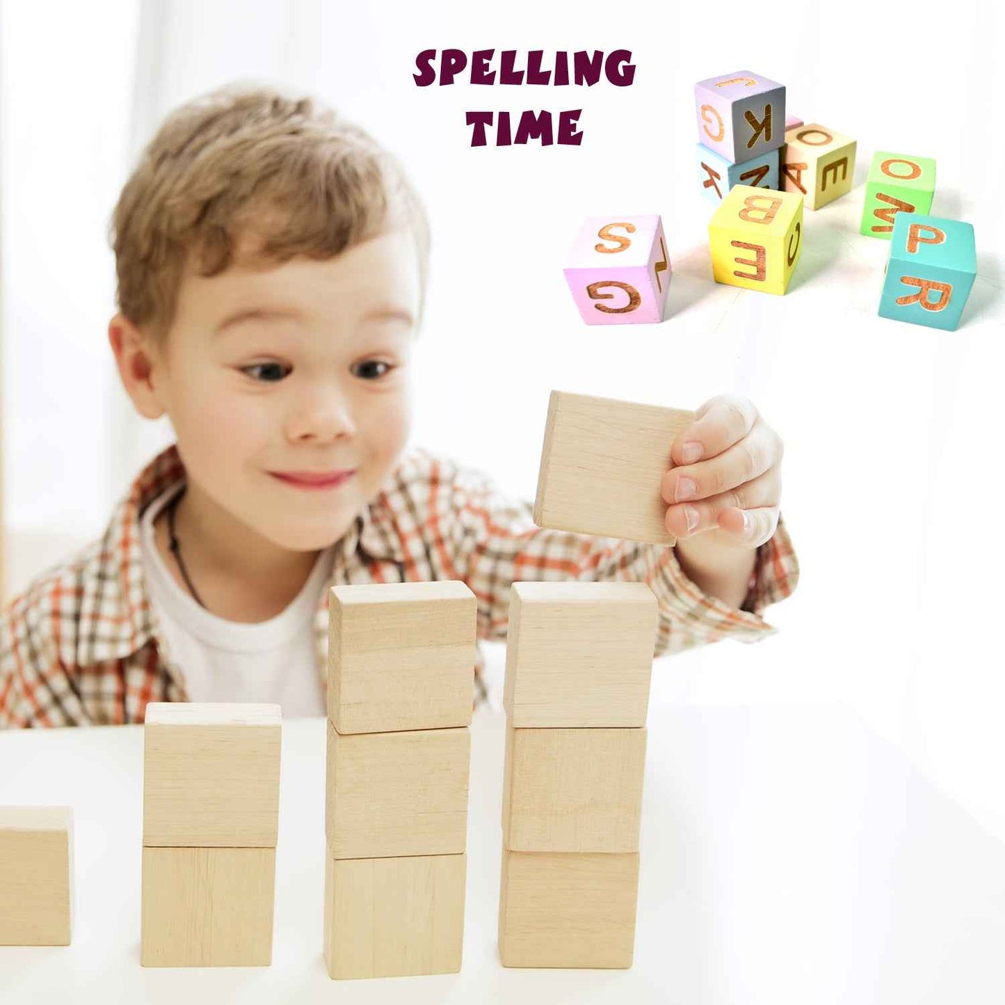 Alphabet Puzzle Spelling Reading Words (26 Flash Cards 8 Woodenblock)