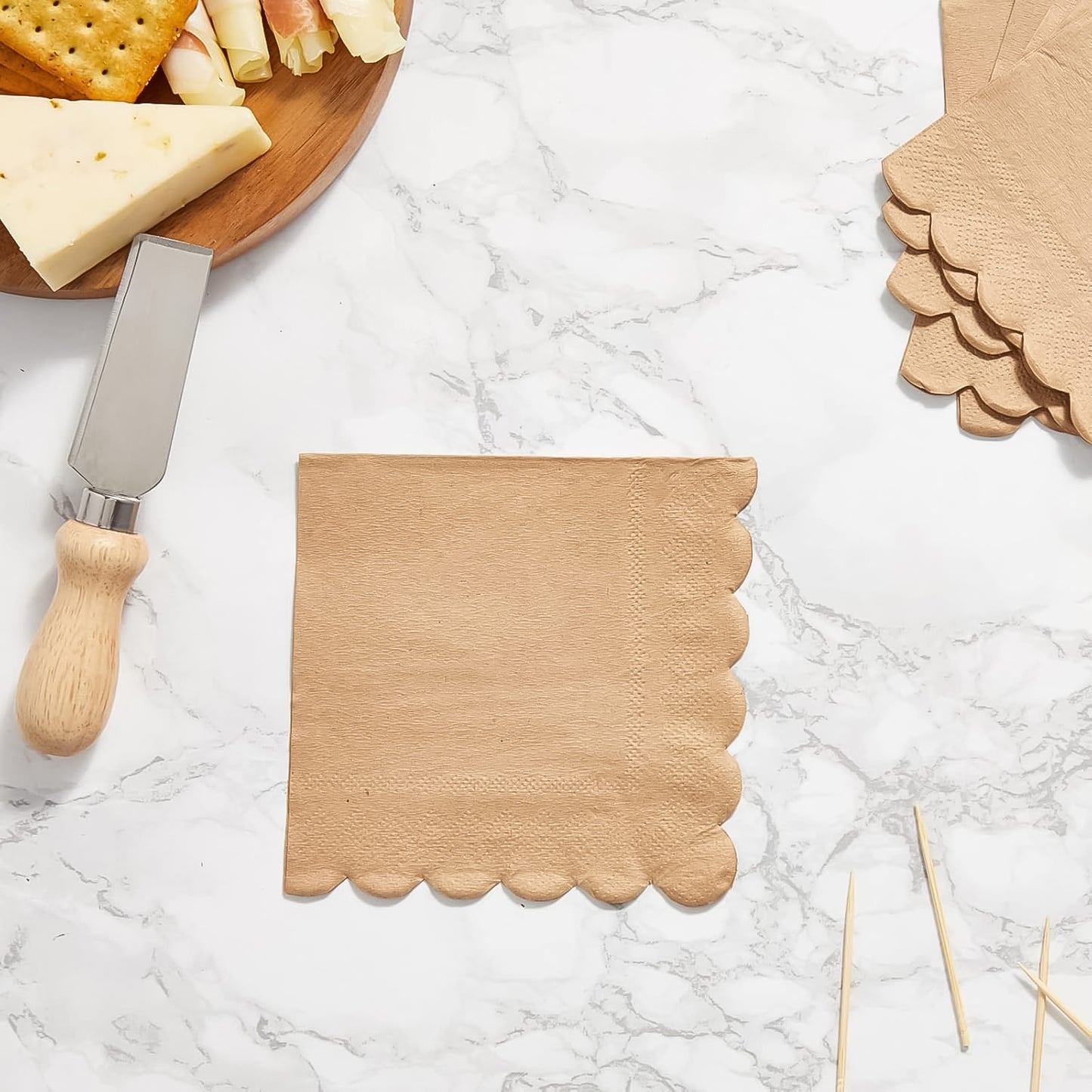 Disposable Scalloped Edge Tissue Napkins Set - Primesmart