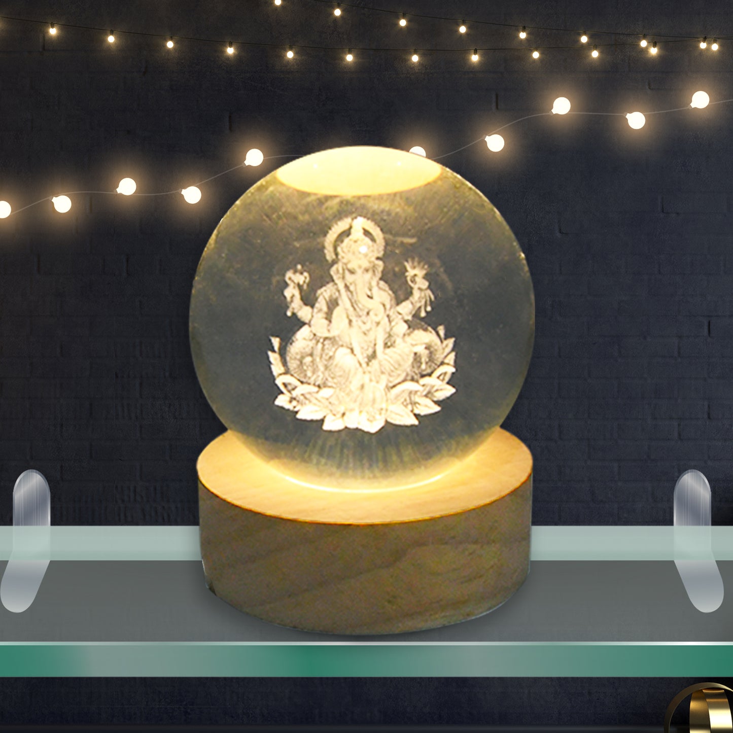 Ganpati 3d Crystal Ball Lamp