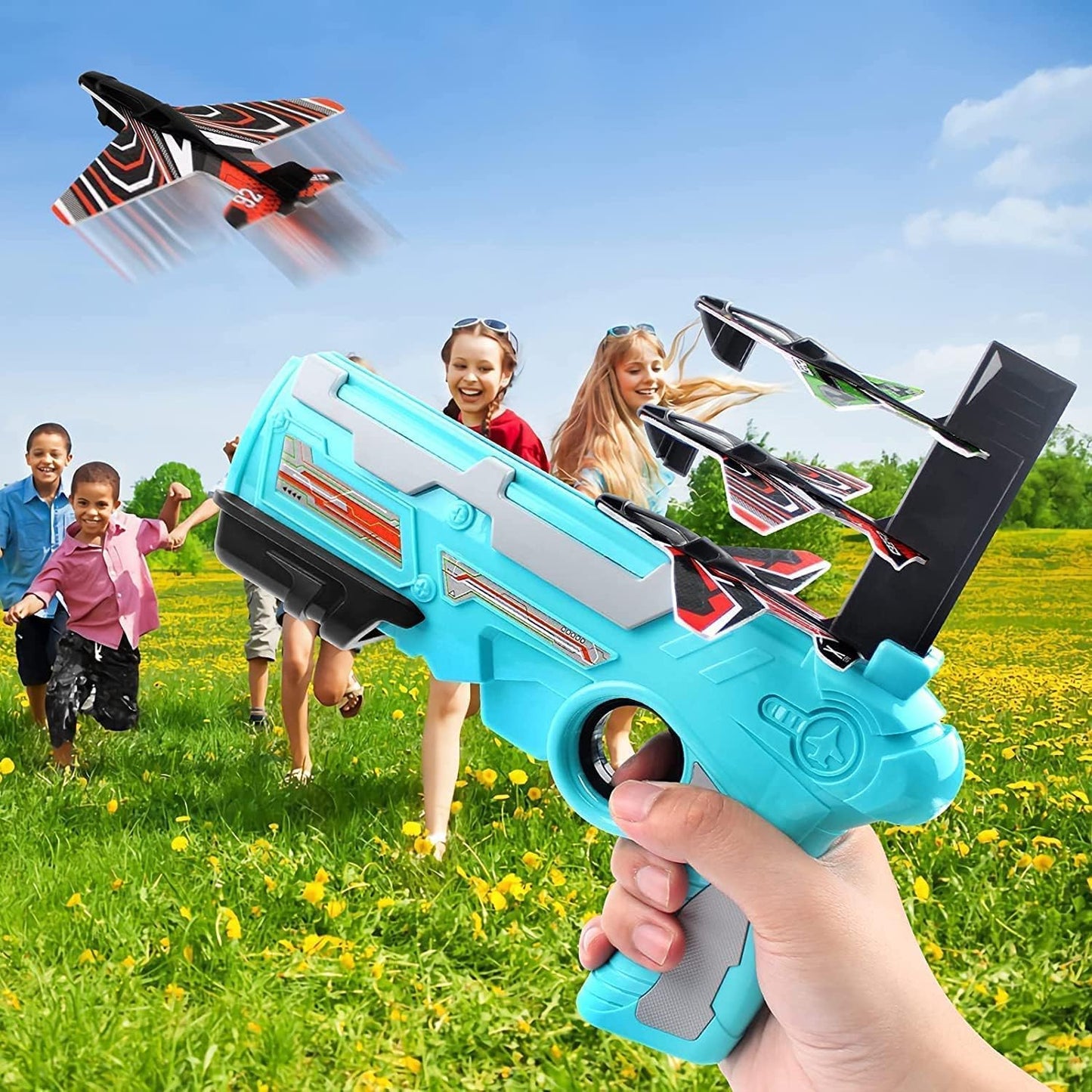 Airplane Launcher Gun Toy With Foam Glider Planes - Primesmart