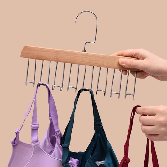 Space Saving 8 Hooks Wooden Hangers (Hanging Hook Included 1 Pc)