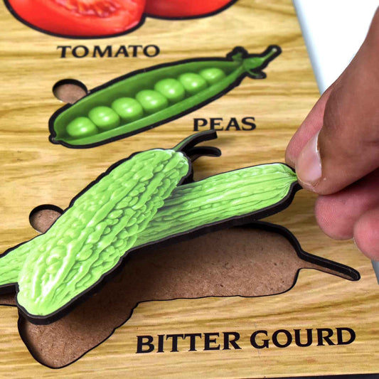 Wooden Vegetable Puzzle Learning Educational Board (1 Set 2820 Cm)