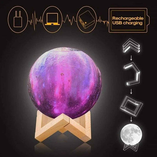 3d 2 In 1 Led Printed Moon Lamp Aroma Diffuser (1 Pc)