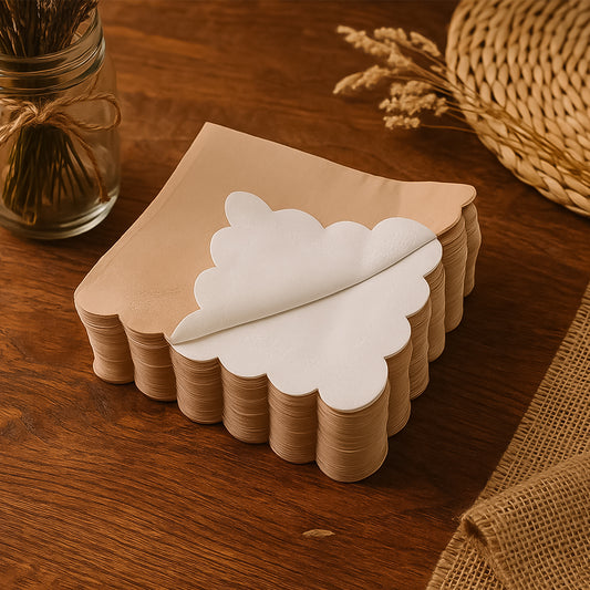 Disposable Scalloped Edge Tissue Napkins Set - Primesmart