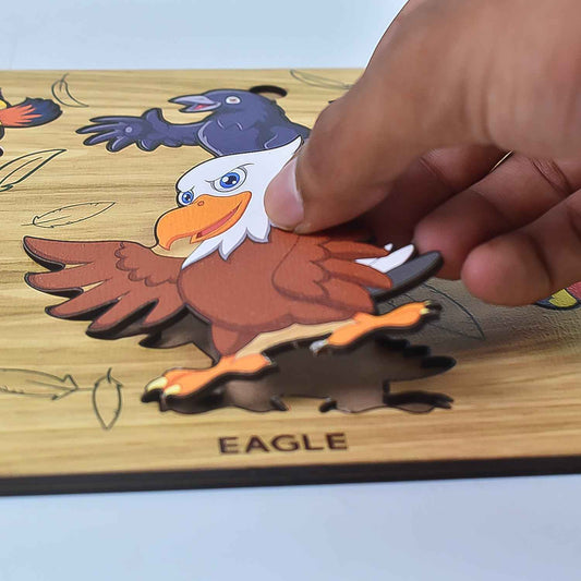 Wooden Bird Puzzle Learning Educational Board (1 Set 2820 Cm)