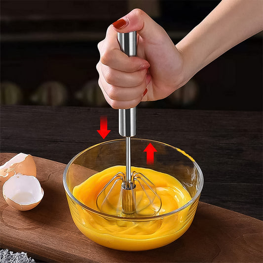 Hand Push Mixer Egg Whisk Stainless Steel Blender - Primesmart