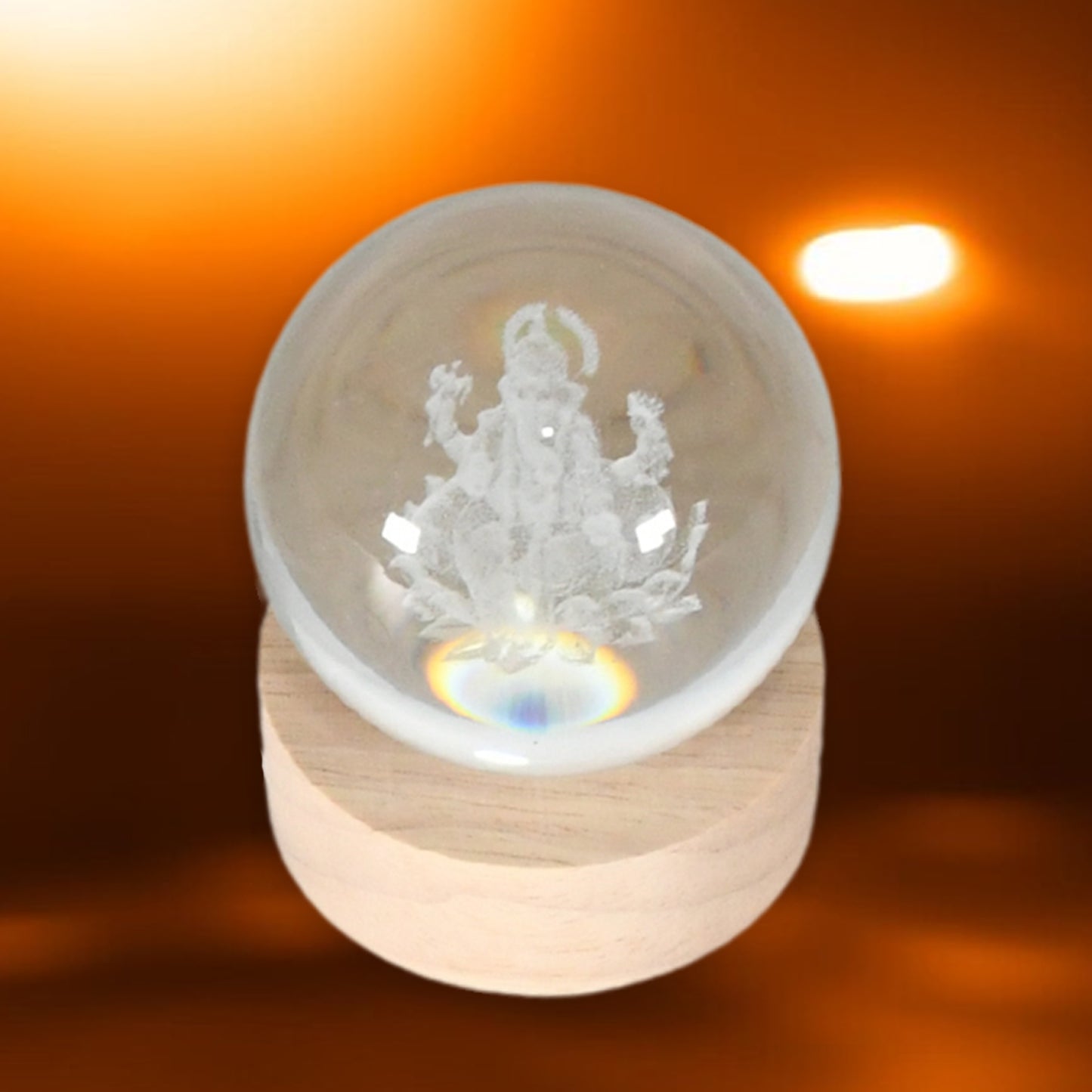 Ganpati 3d Crystal Ball Lamp