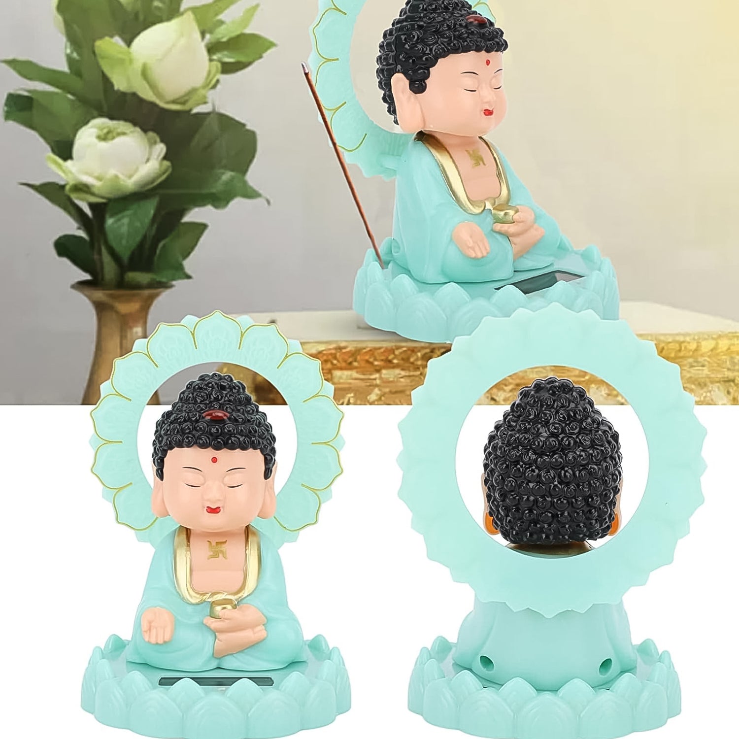 Solar Powered Moving Head Buddha Statue - Primesmart