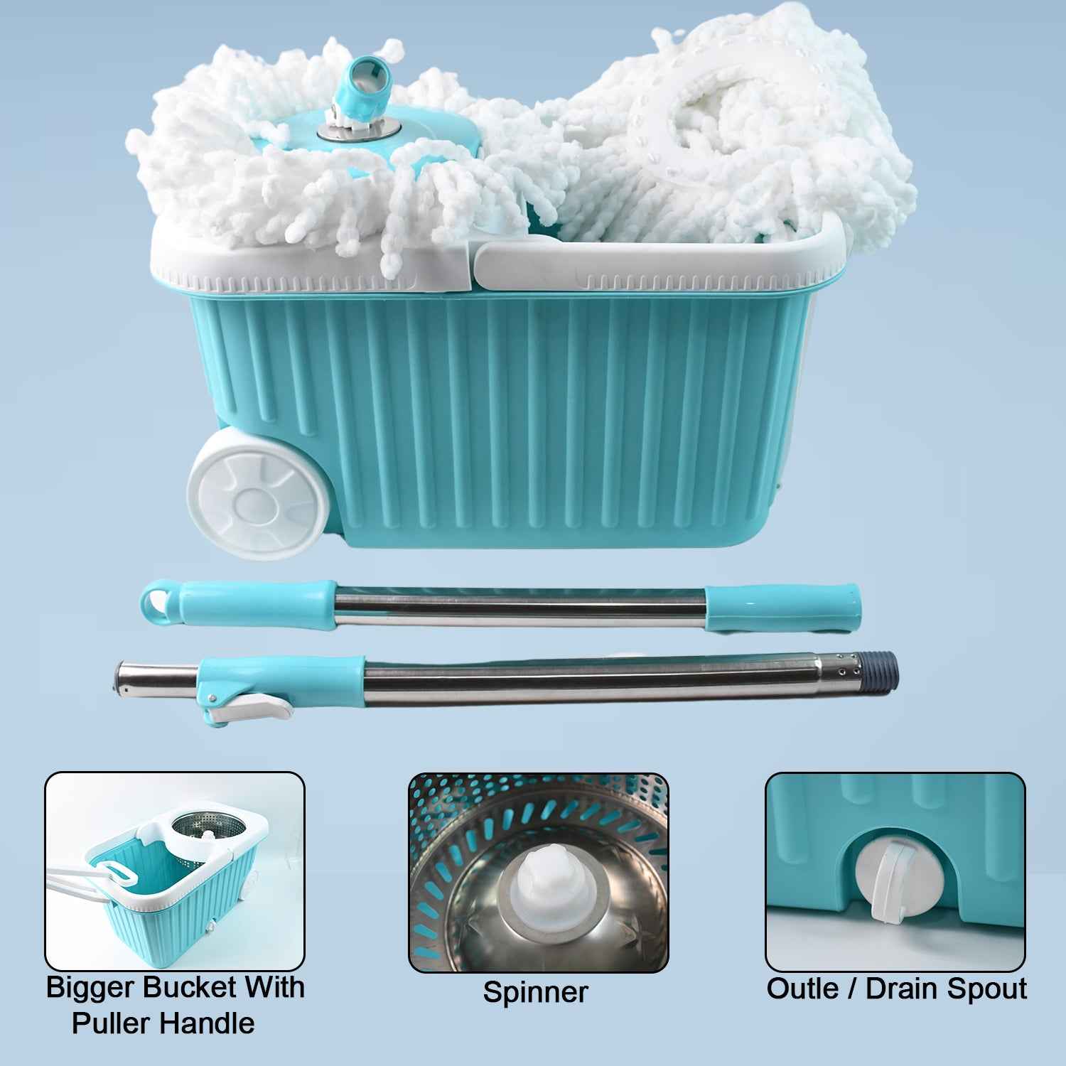 Apex Magic 360 Spin Mop Cleaning System With Stainless Steel Spinner