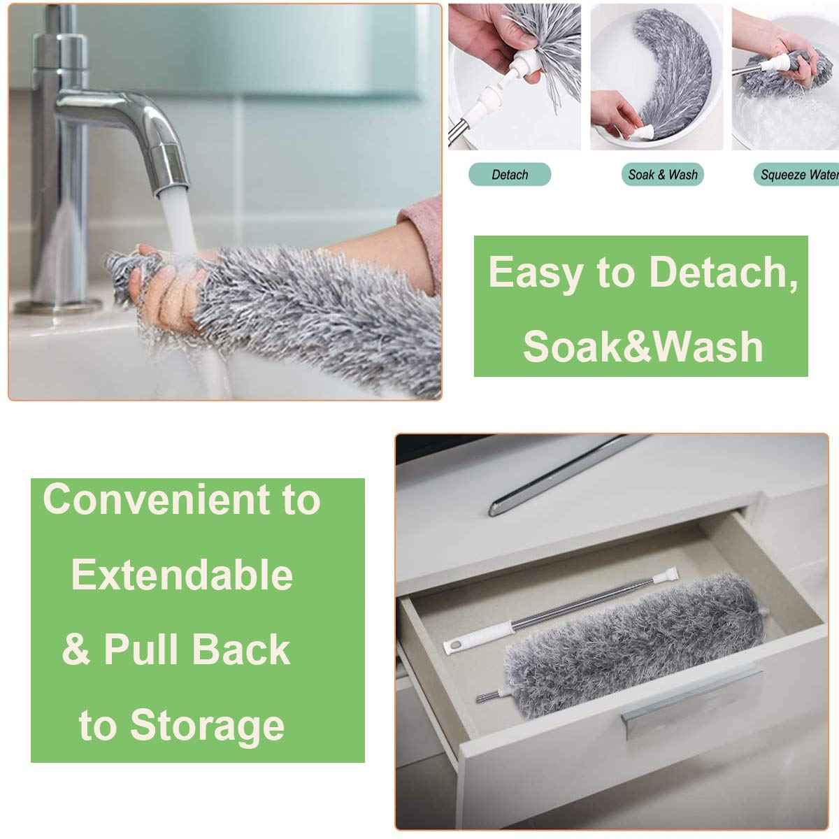 Microfiber Dusters For Cleaning Telescoping Feather Duster With 100 Inches Extendable Handle Pole Dusting Cleaning Tools For Cleaning High Ceiling Ceiling Fan Blinds Cobwebs Furniture Cars