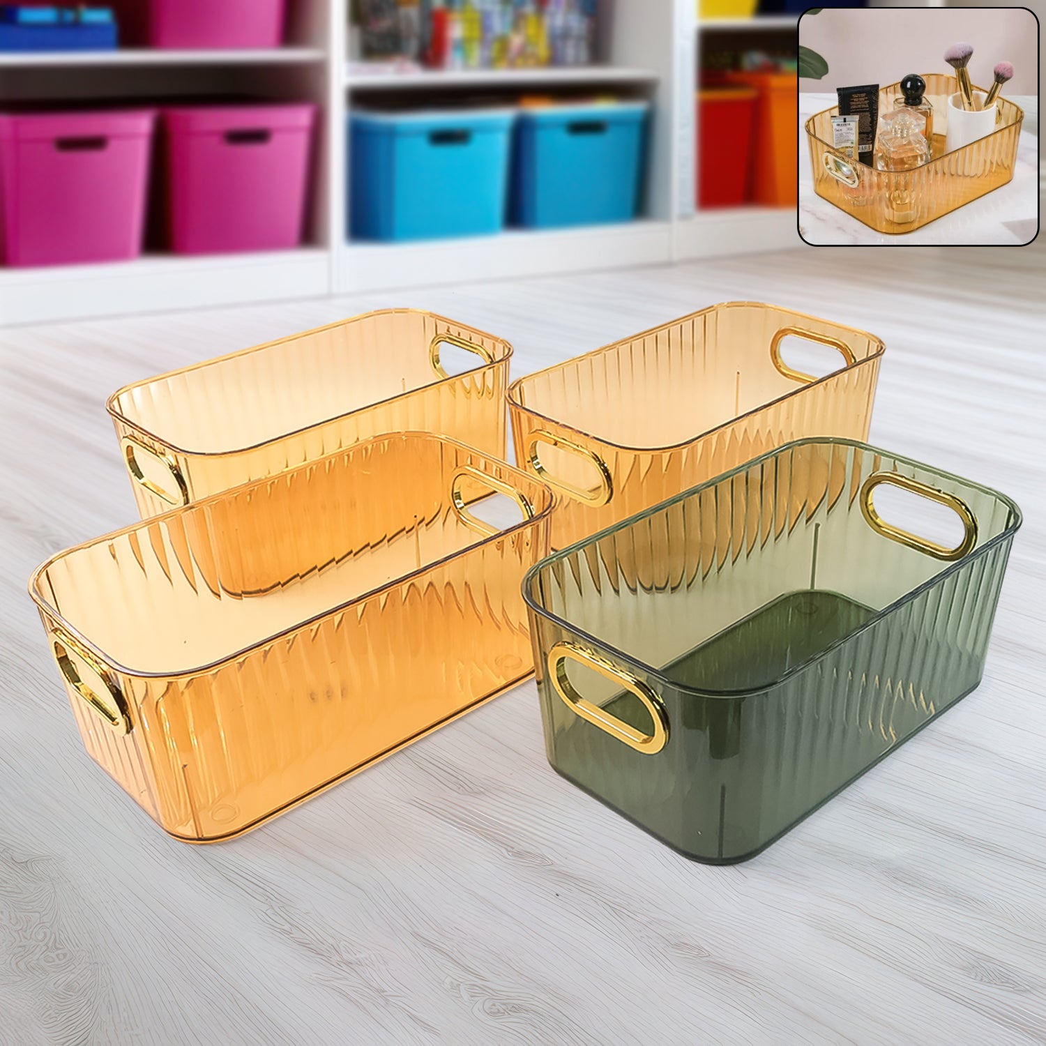 Premium Ribbed Storage Basket  Organizer Box - Primesmart