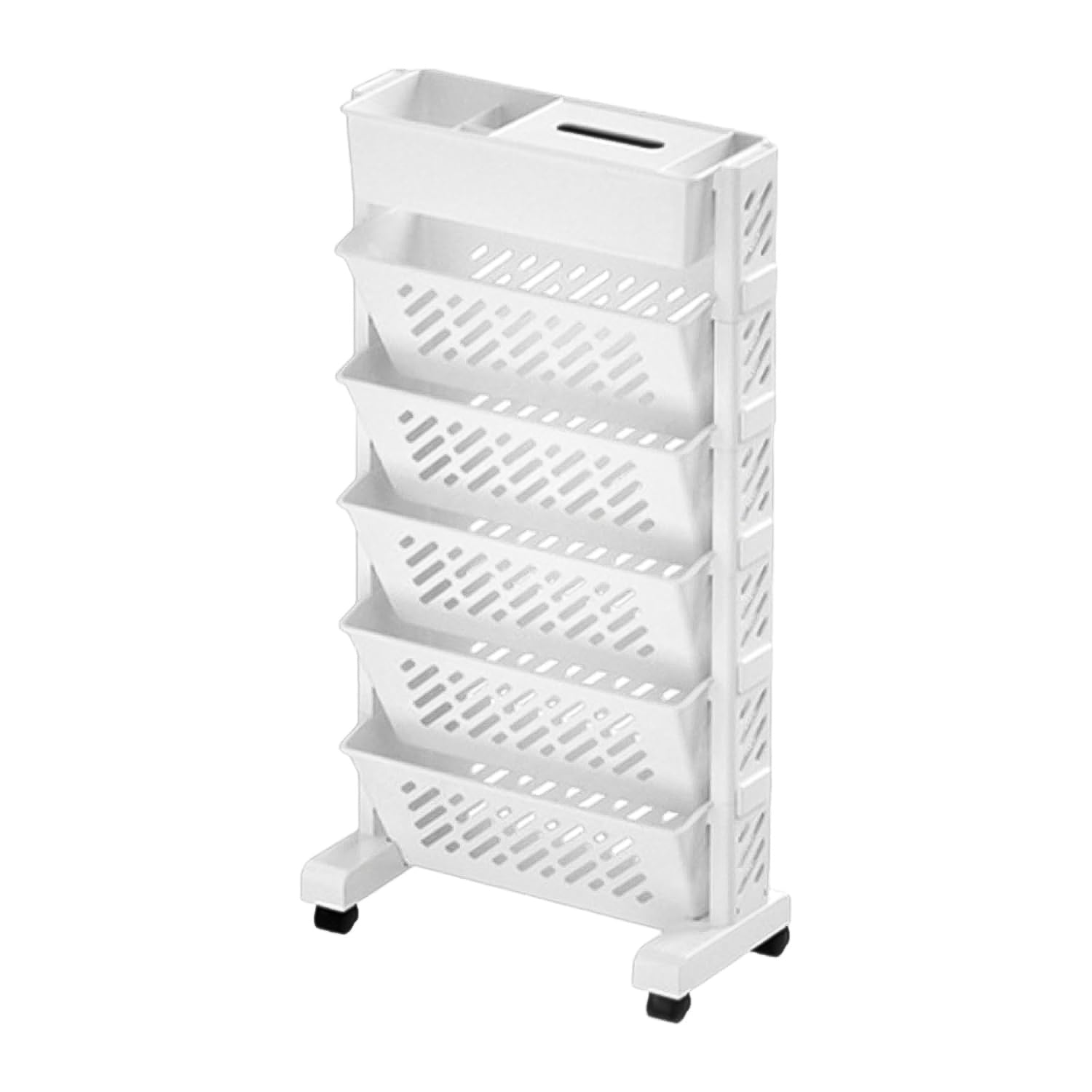 Movable Bookshelf Large Capacity Rotatable Plastic Rolling Organization Shelf  Rack - Primesmart