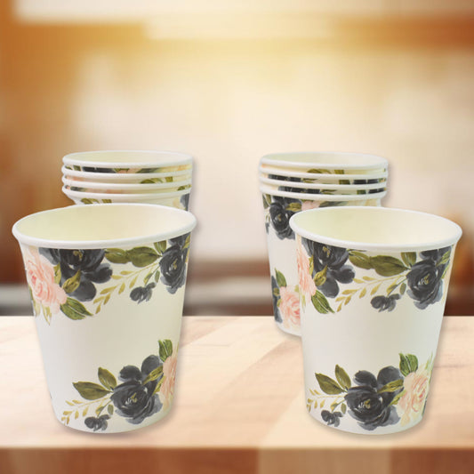 Disposable Paper Cups (10 Pcs Set  Mix Color  Design) - Primesmart