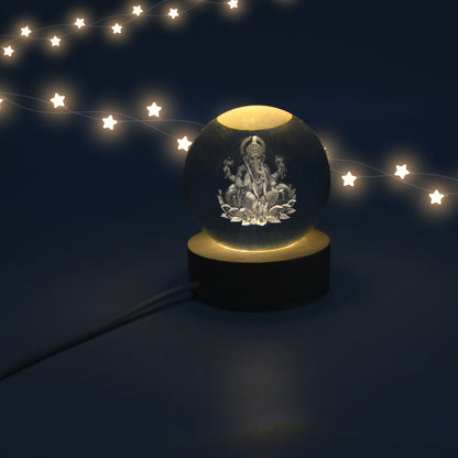 Ganpati 3d Crystal Ball Lamp