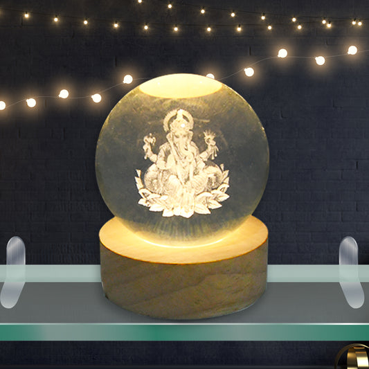 Ganpati 3d Crystal Ball Lamp