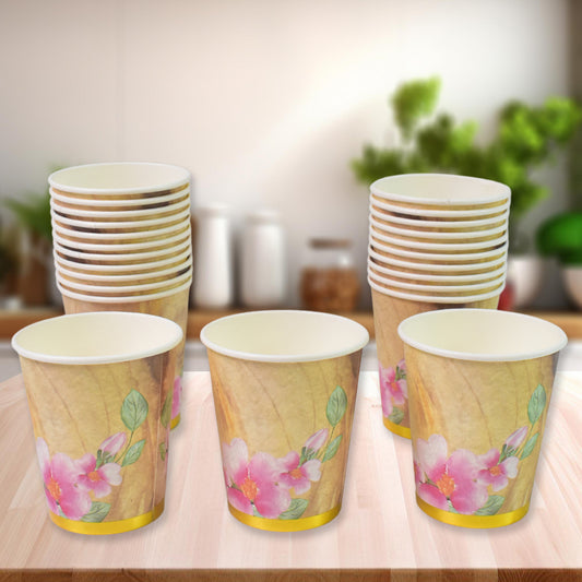 Disposable Paper Cups (24 Pcs Set  Mix Color  Design) - Primesmart