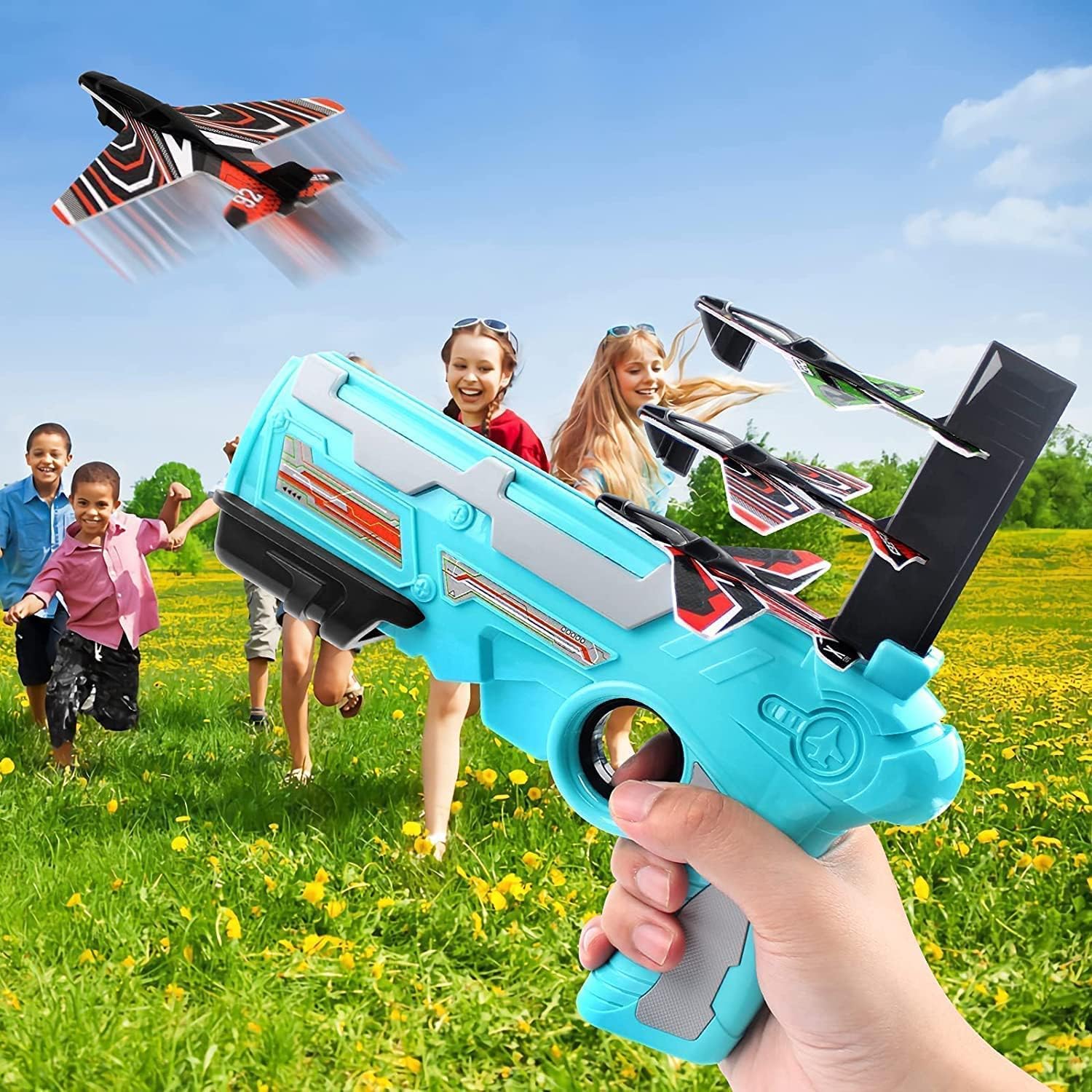 Airplane Launcher Gun Toy With Foam Glider Planes - Primesmart