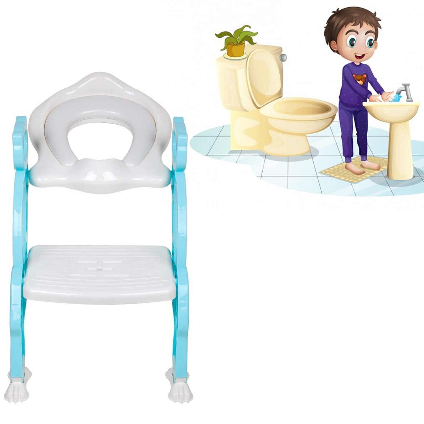 2 In 1 Potty Toilet Seat With Step Stool Ladder Kid - Primesmart