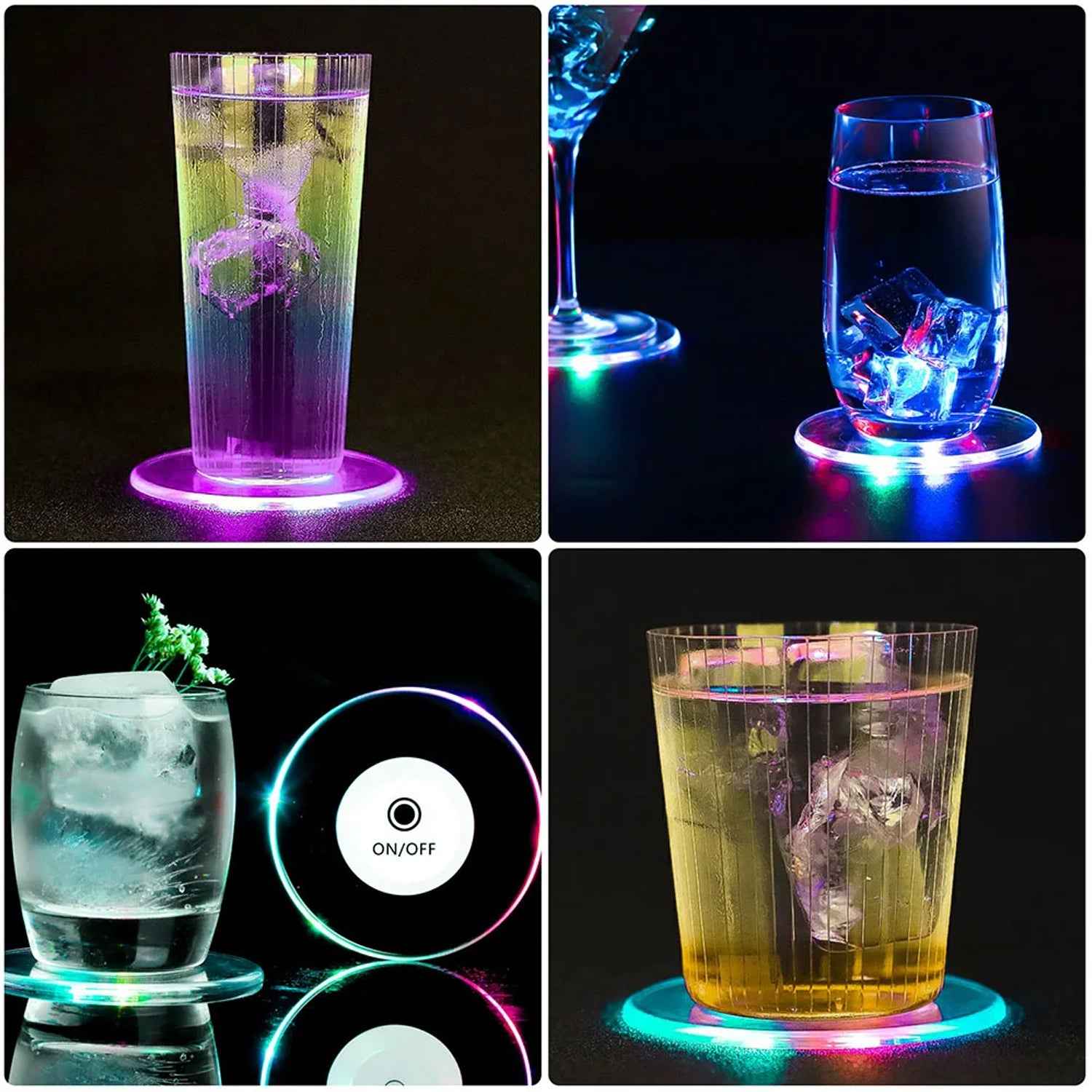 Colorful Led Cocktail Coaster Round