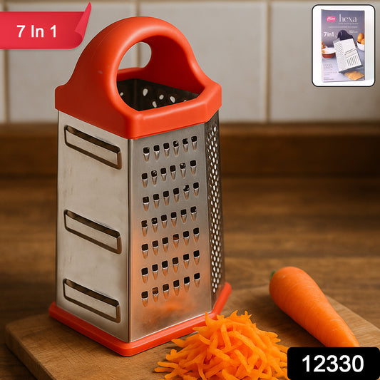 7-in-1 Stainless Steel Box Grater With Ergonomic Handle - Primesmart