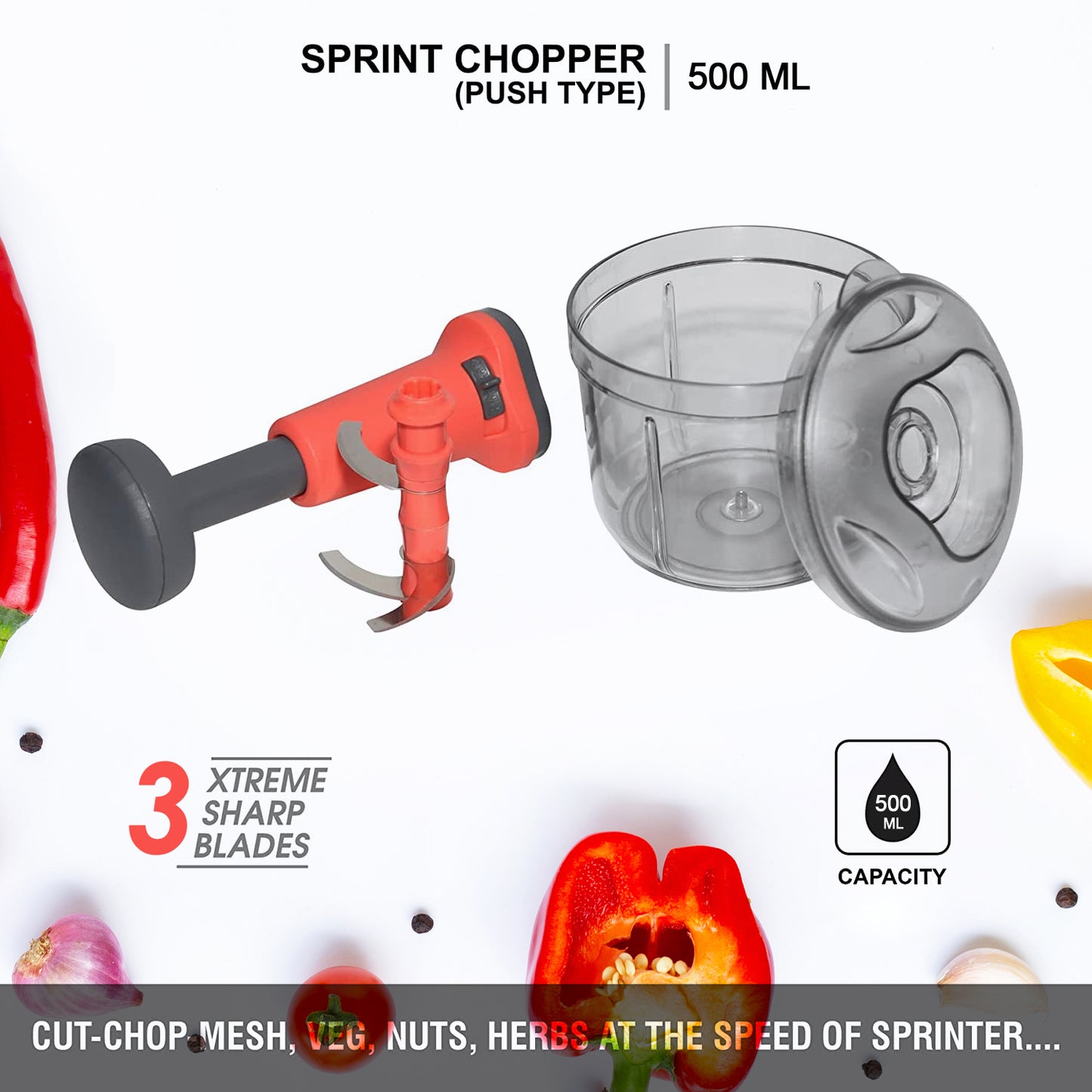 Matte Finish Manual Hand Press Chopper - Primesmart