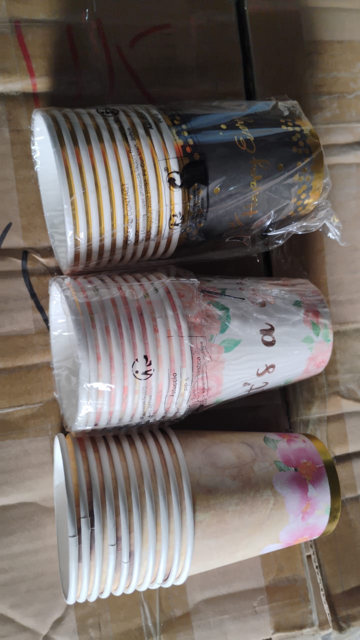 Disposable Paper Cups (10 Pcs Set  Mix Color  Design) - Primesmart