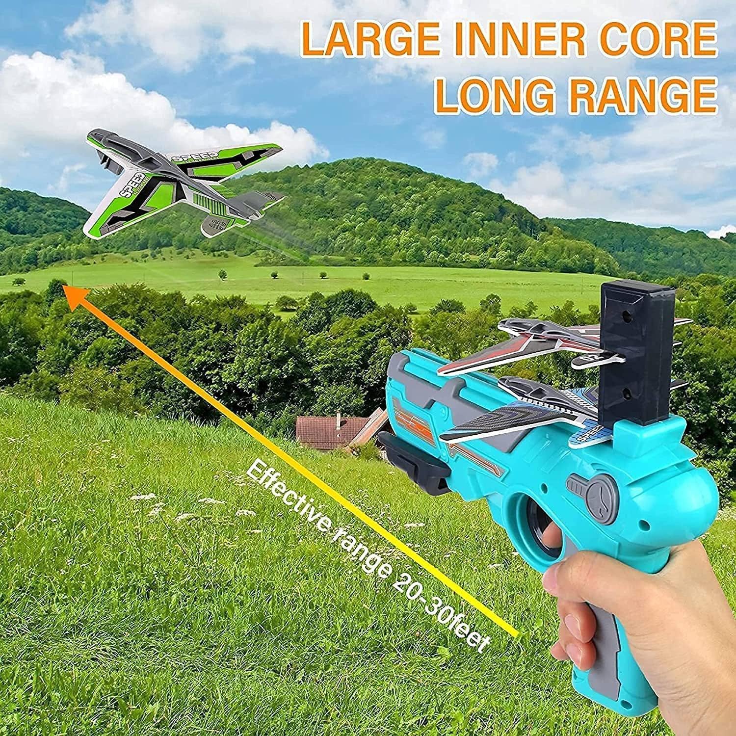 Airplane Launcher Gun Toy With Foam Glider Planes - Primesmart