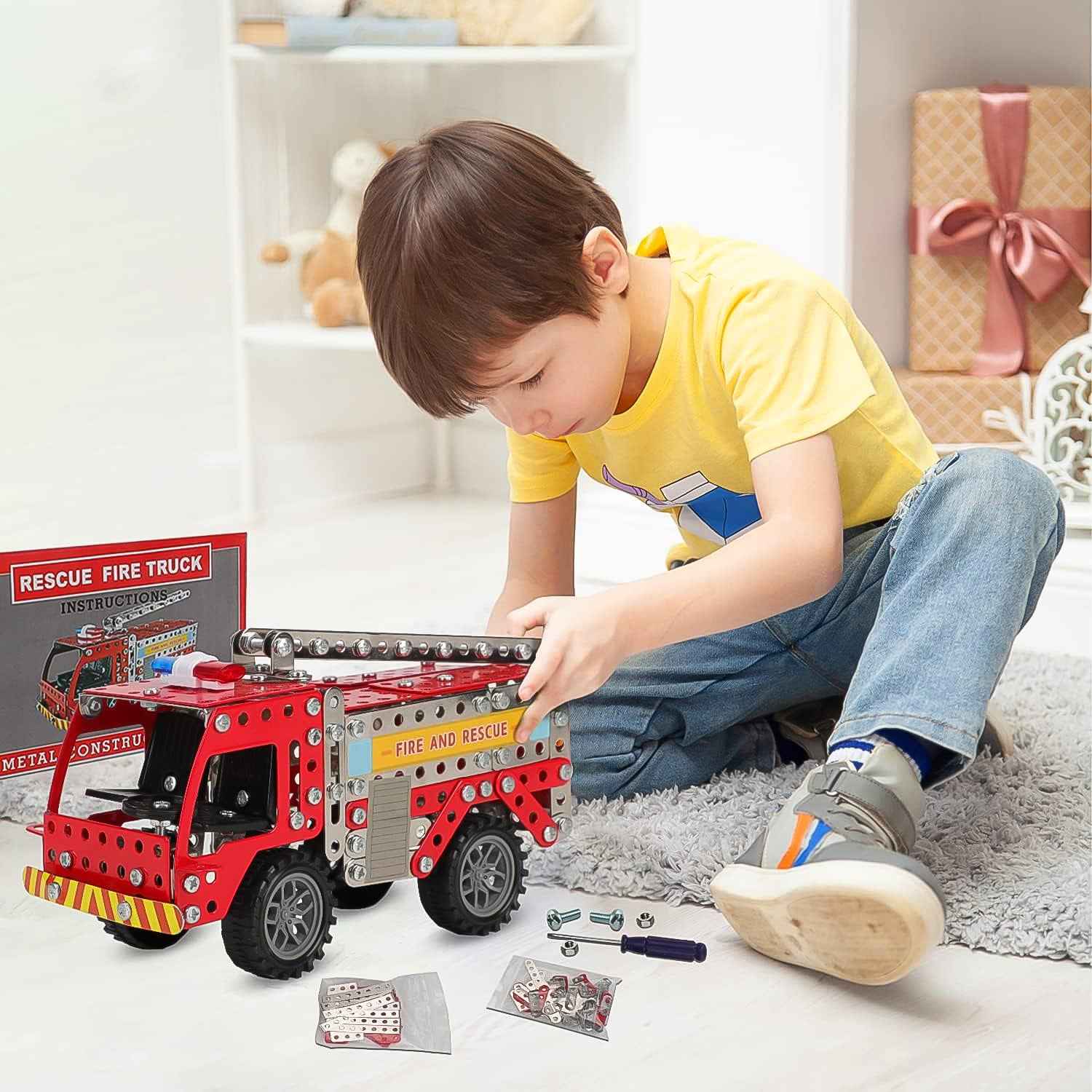 Metal Diy Fire Truck Building Blocks For Kids (Fire Truck  292pcs Of Truck Tool  1 Set)