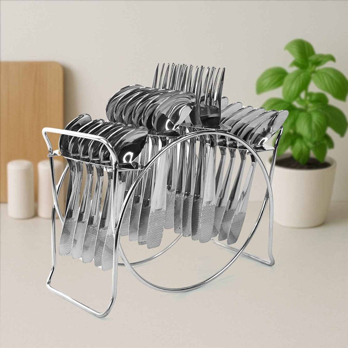 Stainless Steel Cutlery Set With Storage Stand