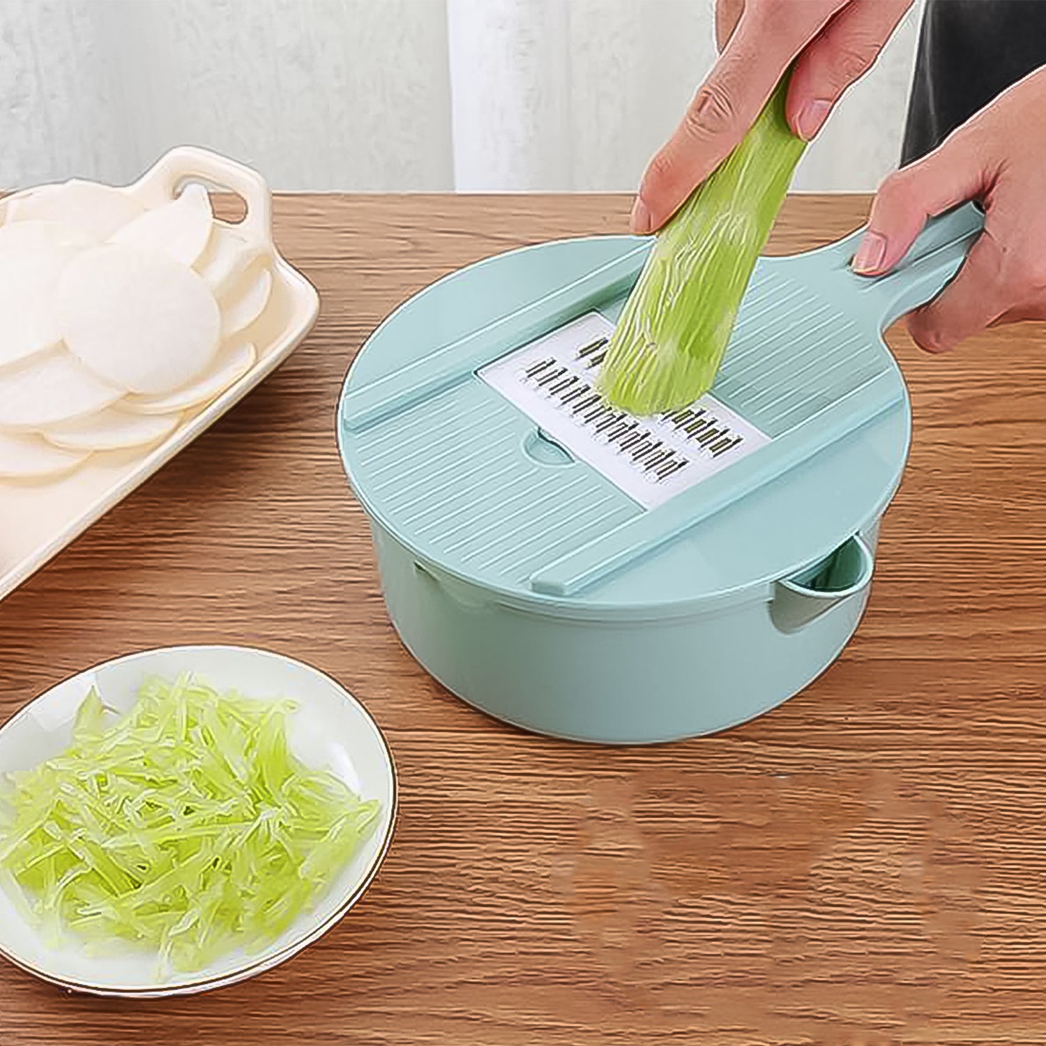 Vegetable Choppers With Drain Basket  6 In 1 Vegetable Slicer Blades - Primesmart