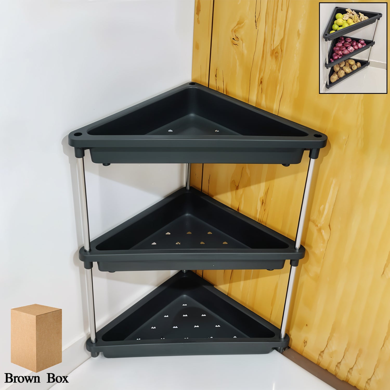 3-layer Multipurpose Corner Storage Rack - Primesmart